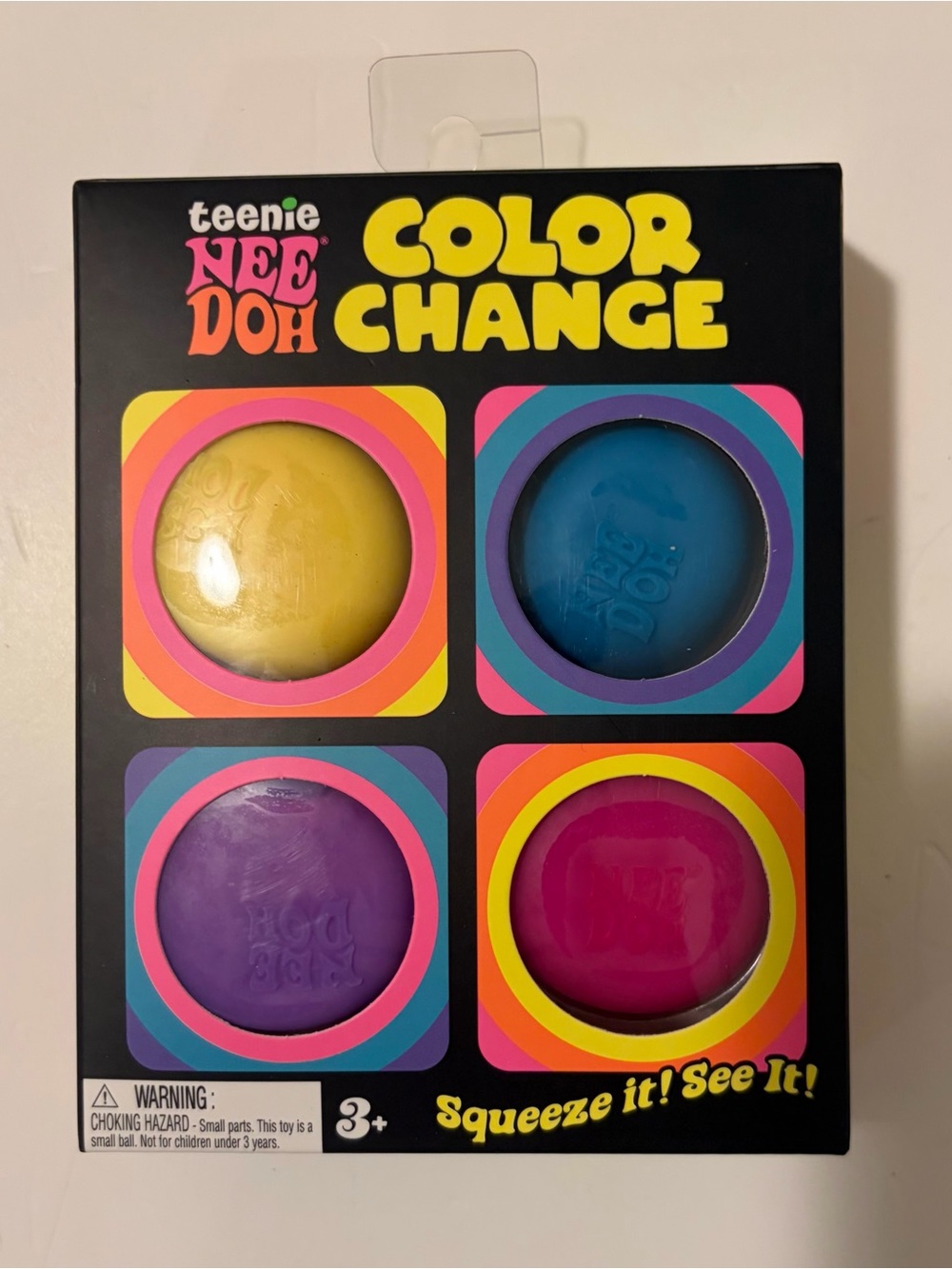 teenie NEE DOH Color Change Squishy Set - Yellow, Blue, Purple, Pink
